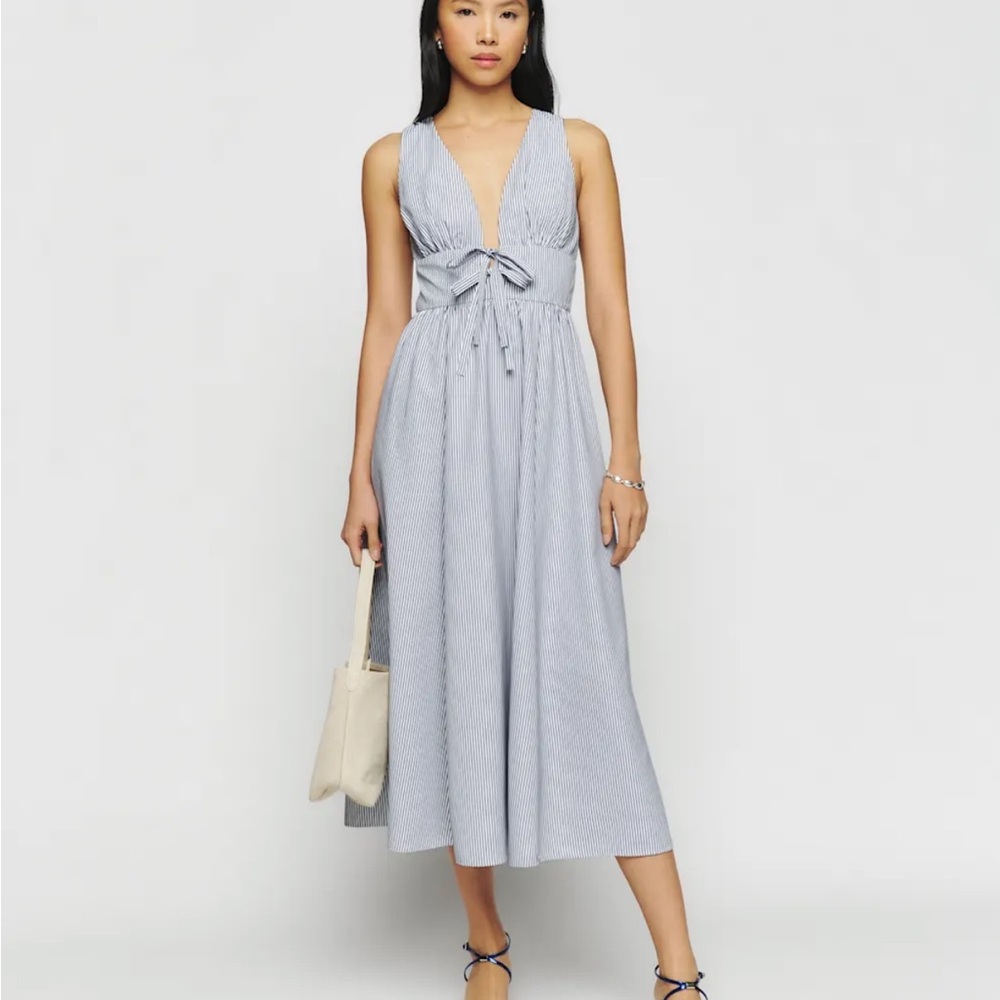 Reformation Alvin Dress Blue Stripe - Size 0